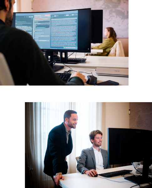 Alexander Verberne op N8N om workflows te maken voor de innovatie van PAS bv, Sander de Haan en Bram Popkema overleg